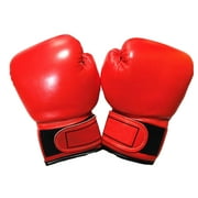TureClos 1 Pair Kids Boxing Gloves Leather Training Sparring Fitness Gym Workout Children Mitts Beginner Professional Padded Sports Red